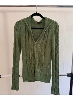 BCBGMaxAzria Green Cable Knit Cardigan Sweater L